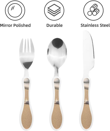 3-Piece Kids Silverware Set With Storage Case, Stainless Steel Reusable Children Safe Knife Spoon Fork Set Yellow Sunflowers Children Flatware Set For Kids Lunch Box