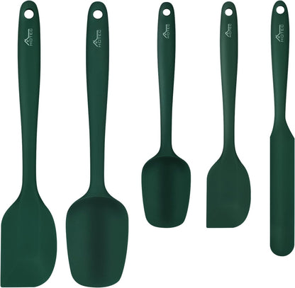 HOTEC Heat Resistant 600℉ Food Grade Silicone Rubber Spatula Set for Baking, Cooking, and Mixing Non Stick Dishwasher Safe BPA-Free Multicolor Set of 5