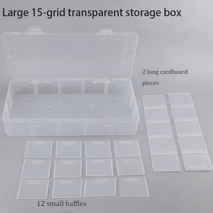 3pcs Clear Storage Small Parts Organizer Box Storage Bin With Dividers Multi Compartment for Beads Art DIY Tackle Box Organizer (10 - compartment in length)