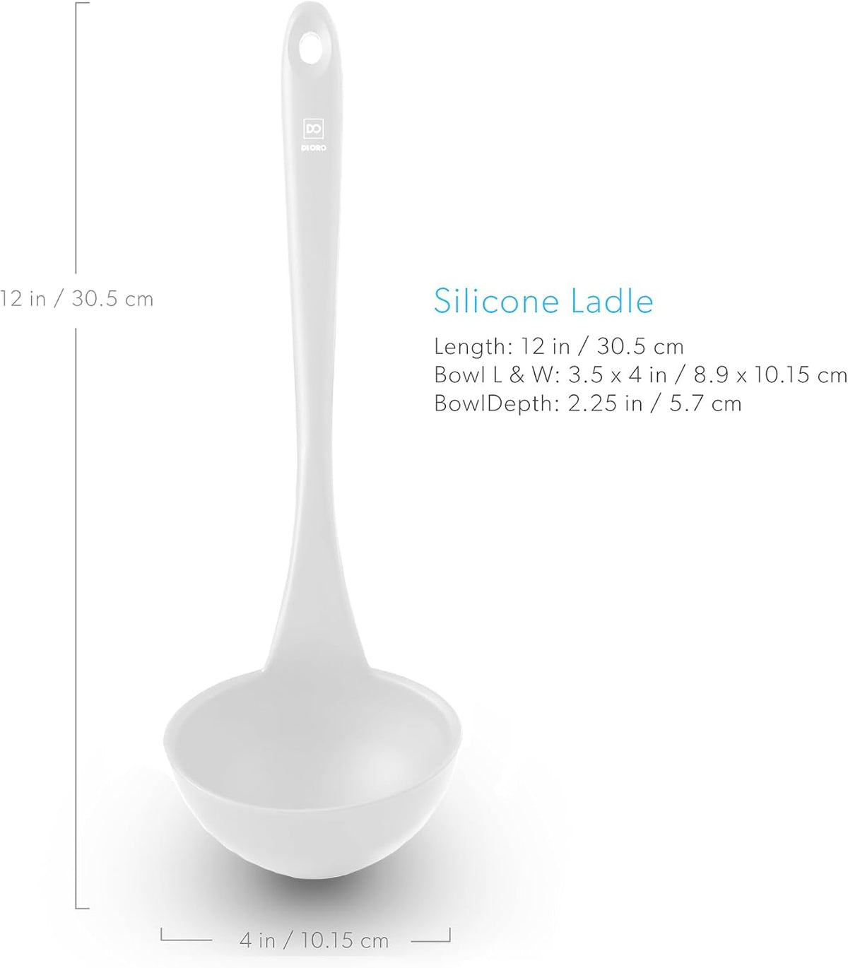 DI ORO Silicone Ladle - Soup & Serving, 600F Heat Resistant, Black