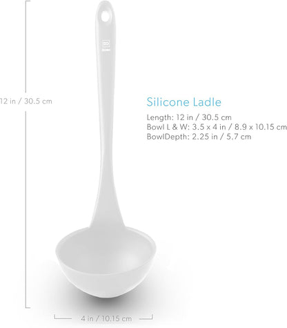 DI ORO Silicone Ladle - Soup & Serving, 600F Heat Resistant, Black