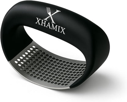 XHAMIX® Stainless Steel Garlic Press Rocker – Effortless Garlic Crusher & Mincer with Ergonomic Grip | Rust-Proof, Dishwasher Safe Garlic Tool for Home & Kitchen