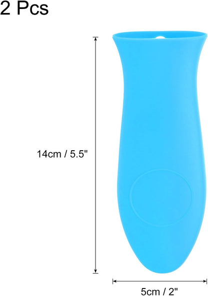 uxcell 2pcs Silicone Hot Handle Holders, Cast Iron Skillet Handle Covers Silicone Pan Handle Sleeve for Frying Pans Griddles Cookware Handles, Orange
