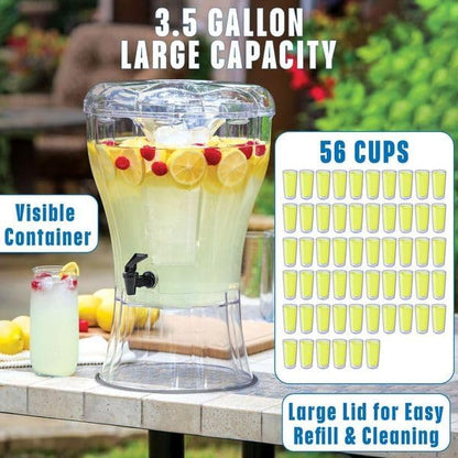 Buddeez 3.5 Gallon Beverage Dispenser with Stand - BPA-Free Tritan Drink Dispenser with Spigot, Ice Cone & Chalkboard Label for Parties, Weddings and Events