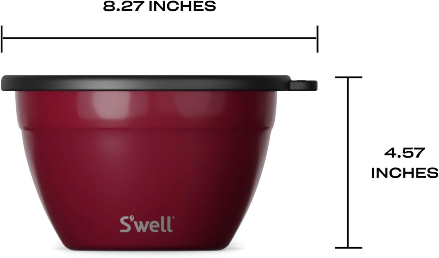 S'well Stainless Steel Salad Bowl Kit 64oz, Peacock Blue, Comes with 2oz Mini Canister and Removable Tray for Organization, Leakproof, Easy to Clean, Dishwasher Safe