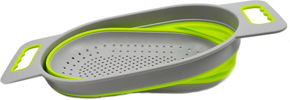 SAMMART 5L (1.3 gallon) Over The Sink Oval Colander (1, Grey/Fluorescent Green)
