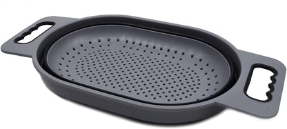 SAMMART 5L (1.3 gallon) Over The Sink Oval Colander (1, Grey/Fluorescent Green)