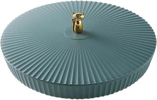 Surakey 12" Appetizer Tray Snack Serving Tray with Lid 5 Compartments 360 Degrees Rotatable Plastic Food Storage Organizer for Dried Fruits Nuts Candies Sweet Cookies (Blue)