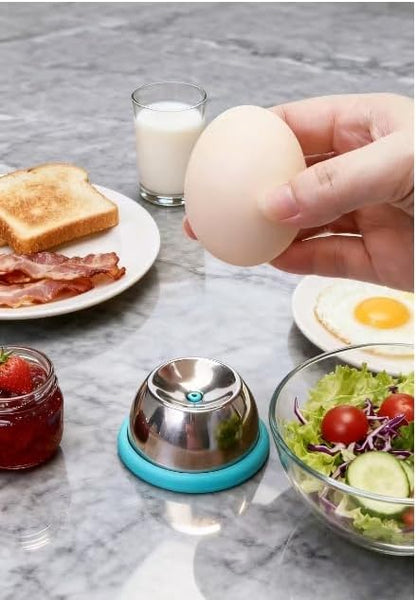 Stainless Steel Egg Piercer - Egg Opener for Hard Boiled Eggs, Egg Poker with Sharp Pin & Anti-Slip Base, Perfect Hard Boiled Egg Peeler Tool, Easy Peel Kitchen Gadget Gift (Blue(simple))