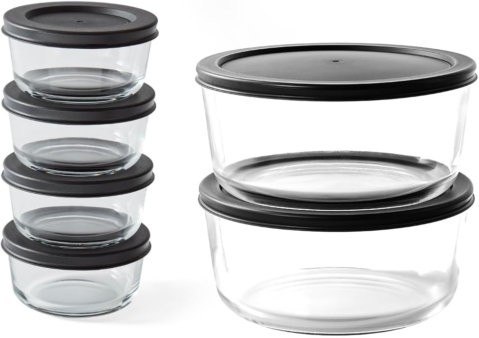 6-Piece Glass Food Storage Containers Set (3 Containers + 3 BPA-Free Lids) | 2-Cup, Leakproof | Microwave, Freezer, Oven & Dishwasher Safe | Ideal for Meal Prep & Pantry Organization, Pistachio