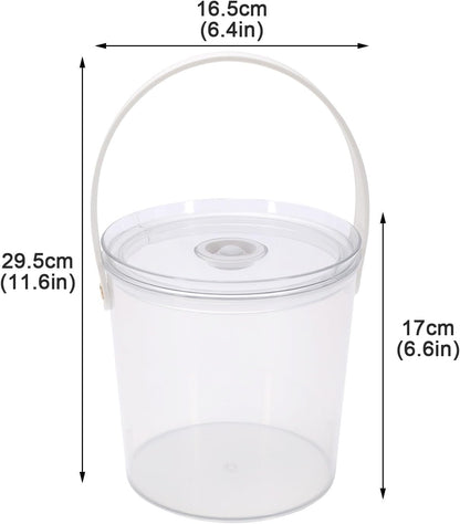 Ice Bucket with Airtight Lid, Champagne Bucket with Handle, Plastic Beverage Tub for Parties, Bar Cart Accessories for Wine, Drink, Beer Bottles, Clear