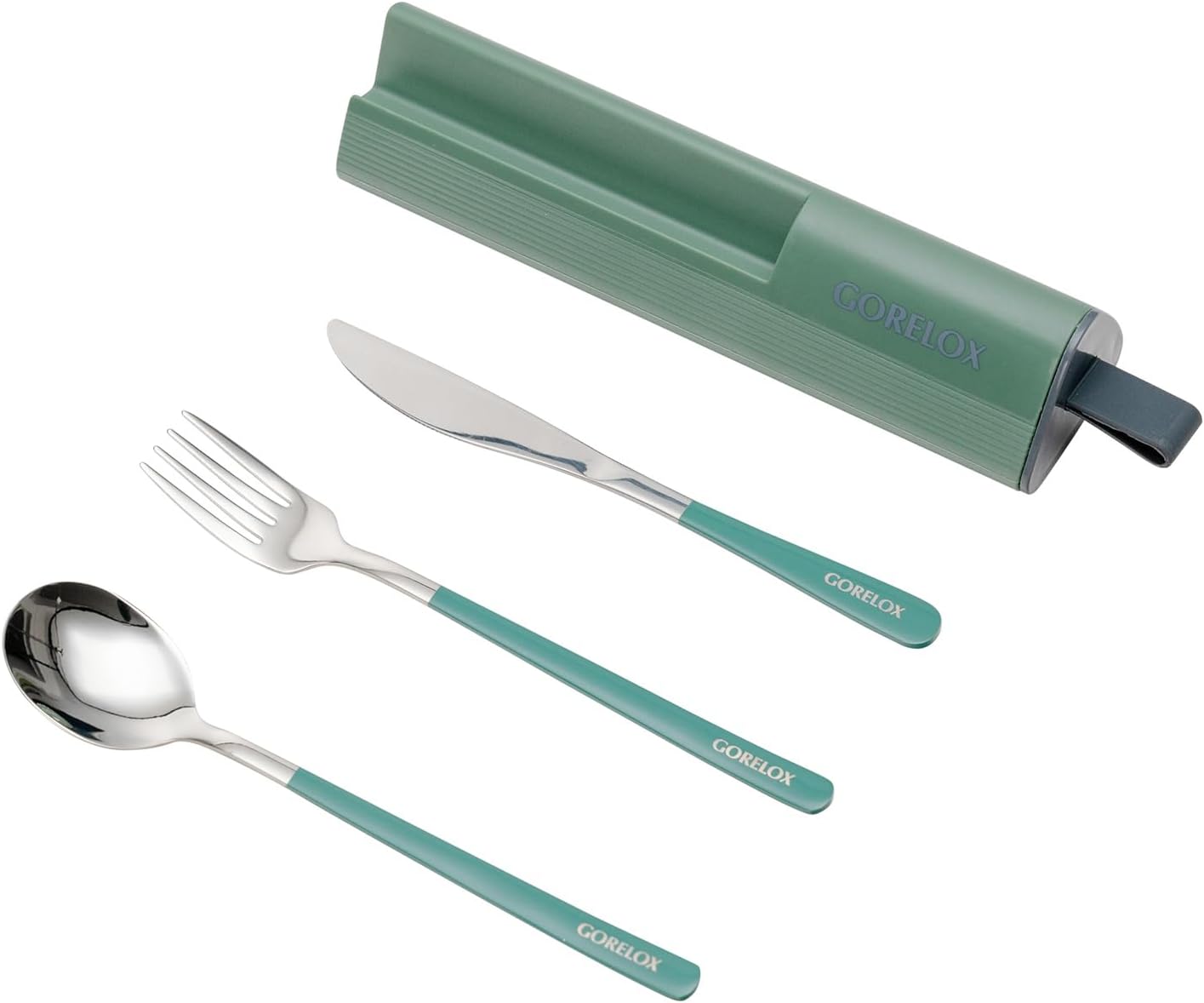 Travel Utensils Set, 4pcs Stainless Steel Reusable Cutlery, Portable Silverware Lunch Box for Camping and Office, Include Fork Spoon Knife with Case