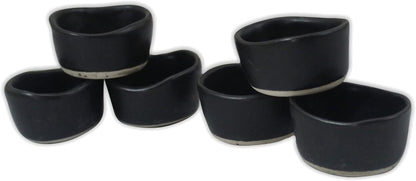 roro Handmade 2-Inch Matte Black Ceramic Pinch Bowls, Set of 6 – Versatile Stoneware for Spices, Condiments, Appetizers & Finger Foods