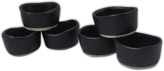 roro Matte Black Ceramic Pinch Bowls Set of 6 – Small Stoneware Dishes for Spices, Sauces, Condiments & Appetizers