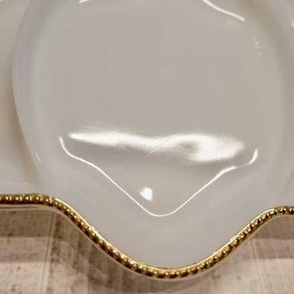 Fire King Anchor Hocking Milk Glass Relish Tray Divided Dish with Gilded Trim
