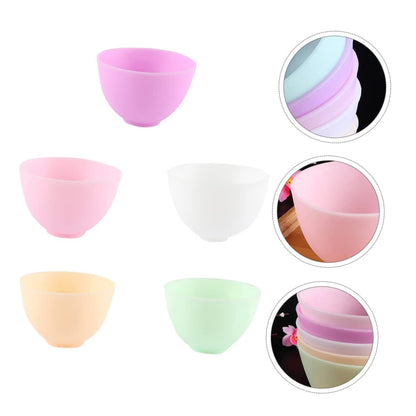5 Pcs Odorless Anti-Drop Silicone Mixing Bowl Set 10.5x7cm Home Use Prep Measuring Bowls for DIY Facial Masks and Cooking