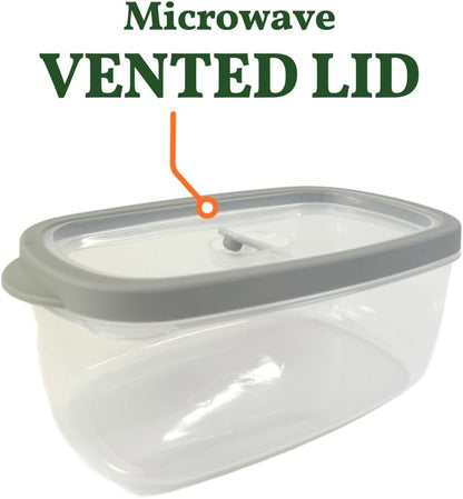 10-Piece Rectangle Food Storage Containers with Vented Lids, Airtight and BPA Free, Stackable, Microwave, Freezer, and Dishwasher Safe (GRAY)
