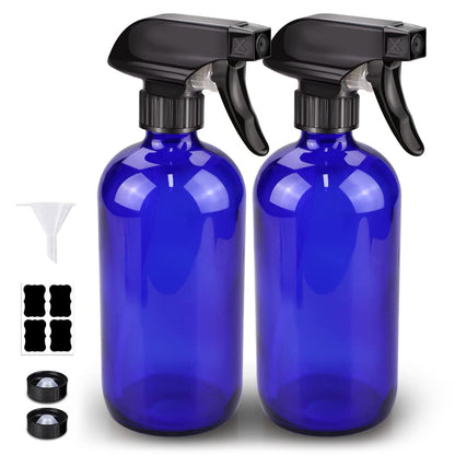 Bontip Glass Spray Bottle 16 oz for Cleaning, Plants (2 Pack, Amber)