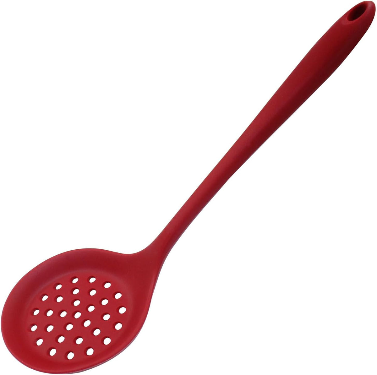Hordion Silicone Slotted Spoon, Yellow Strainer Spoon Non Stick Skimmer