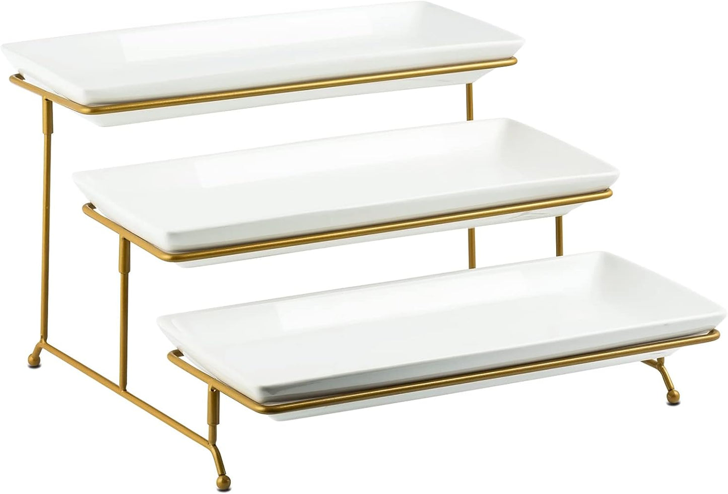 YHOSSEUN 3 Tier Serving Tray for Party, Tiered Serving Platters and Trays, 14 Inch Tiered Tray Stand, Dessert Stand, Serving Stand, Dessert Table Display Set with Collapsible Sturdier Metal Rack
