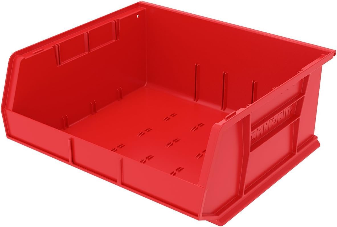 Akro-Mils 30250 AkroBins Plastic Storage Bins, Space-Saving Stackable Bins for Garage, Pantry, Craft Organization, 15" x 16" x 7", Black, 6-Pack