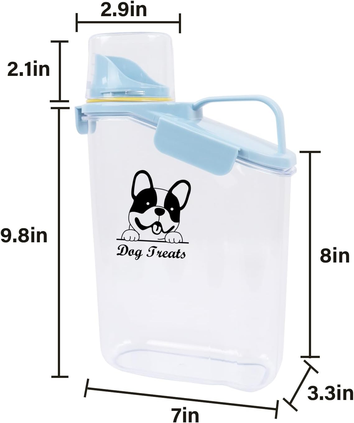 Dog Food Storage Container Airtight Portable Dog Food Container with Handled Lid and Pour Spout,Food Storage for Dog Dry Food Small Pet Food Container with Measuring Cup for Home, Travel,2.8L