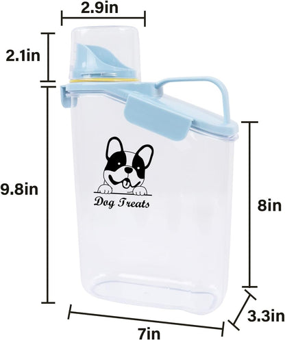 Dog Food Storage Container Airtight Portable Dog Food Container with Handled Lid and Pour Spout,Food Storage for Dog Dry Food Small Pet Food Container with Measuring Cup for Home, Travel,2.8L
