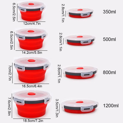 Guyuyii 4 Pack Space-Saving Collapsible Food Storage Containers with Lids | 12/17/27/40 oz Food-Grade Silicone Set for RV, Camping, Meal Prep, Small Kitchens - Microwave/Freezer/Dishwasher Safe