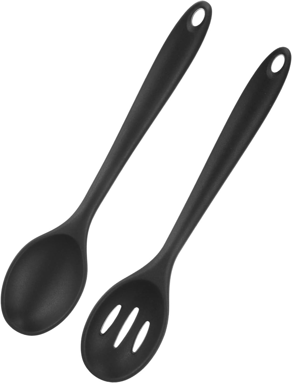 M METERXITY 2-Pack Silicone Cooking Spoons, 10.6" Mixing Nonstick Slotted and Solid Serving Spoons, Heat Resistant Utensils for Kitchen/Cooking/Baking/Stirring