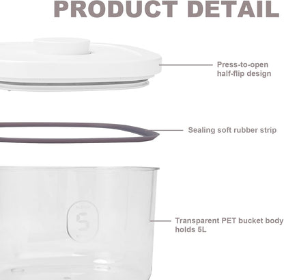 Airtight Rice Container with Measuring Cup, BPA-Free Clear PET Plastic Food Storage Container Pantry Organizers and Storage Sugar Cookies Flour Rice Container (5.6 L / 5.92 QT)
