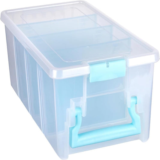 ArtBin Semi Satchel Portable Craft Organizer with 3 Dividers - Clear Plastic Storage Case for Art & Craft Supplies