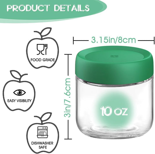 10oz Overnight Oats Containers with Lids - 2 Pack Bulk Airtight Glass Jars Meal Prep Jar for Yogurt Salad, Smoothies, Reusable Full Storage Containers appliance (Leakproof, Dishwasher & Freezer Safe)