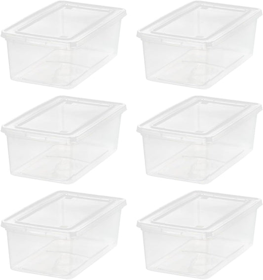 IRIS USA WeatherPro 16 Qt Storage Bins with Lids, 3 Pack, BPA-Free Plastic Gasket Box with Tight Latch and Seal, Stackable Nestable Tote Tub - Clear/Blue