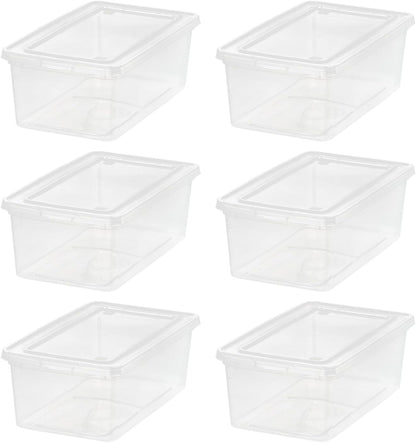 IRIS USA WeatherPro 16 Qt Storage Bins with Lids, 3 Pack, BPA-Free Plastic Gasket Box with Tight Latch and Seal, Stackable Nestable Tote Tub - Clear/Blue