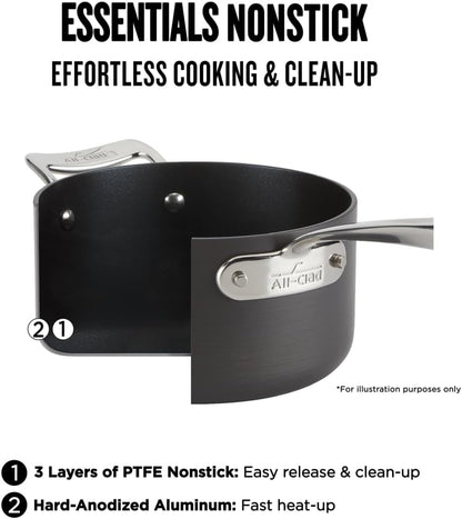 All Clad Essentials Nonstick Cookware Glass Lid, 12 inch