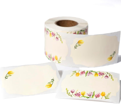 MONEST Waterproof Label Stickers for Jars and Lids, Pantry, Mason Jar, Canning, Spice, Bottle Labels (Red Tulip 2"x3")