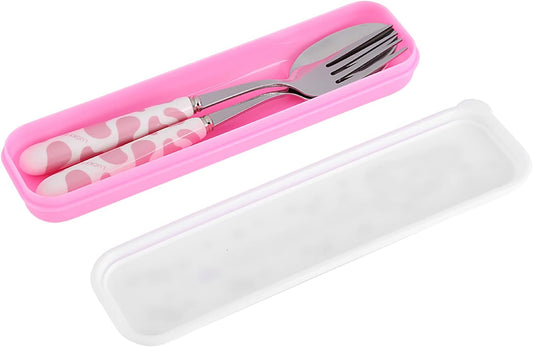 Alvinlite Portable Utensils Set with Case|2Pcs Stainless Steel Flatware for Kids for Lunch Box Workplace Camping School Picnic |Pink| travel utensils