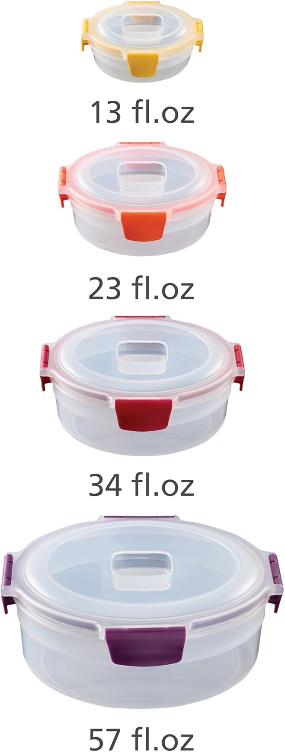 Joseph Joseph Nest Lock Plastic BPA Free Food Storage Container Set with Lockable Airtight Leakproof Lids, 10-Piece, Multi-Color