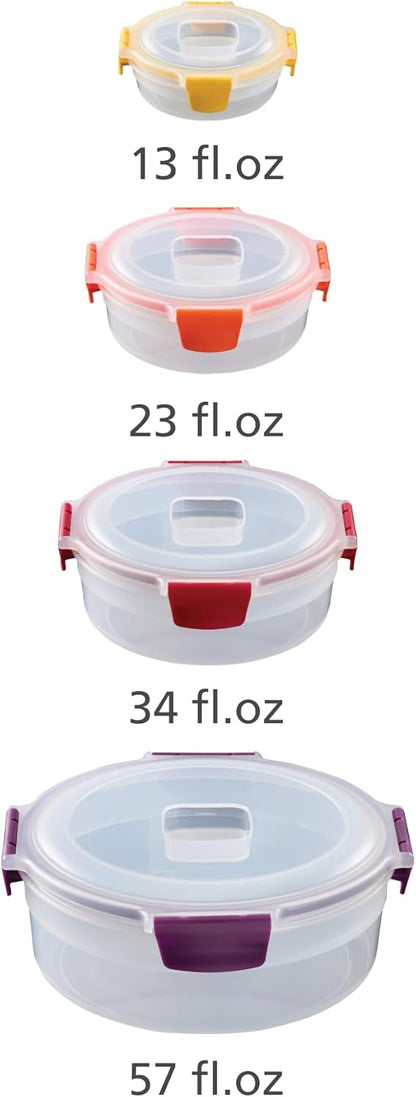 Joseph Joseph Nest Lock Plastic BPA Free Food Storage Container Set with Lockable Airtight Leakproof Lids, 10-Piece, Multi-Color