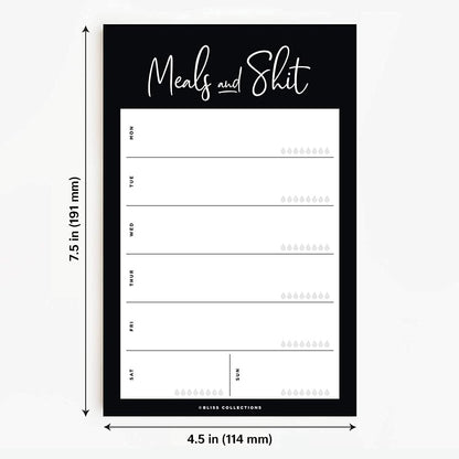 Bliss Collections Magnetic Meal Planner Notepad, 50 Sheets - Funny Weekly To Do List and Organizer for Groceries, Meal Prep, Notes and Tasks to Keep You Organized - Easy Tear-Off Sheets Writing Pad