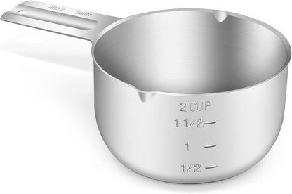 1PCS 3/4Cup (180ml, 6oz) Single Measuring Cup, Stainless Steel Measure Scoop, Metric and US Measurement, Dishwasher Safe