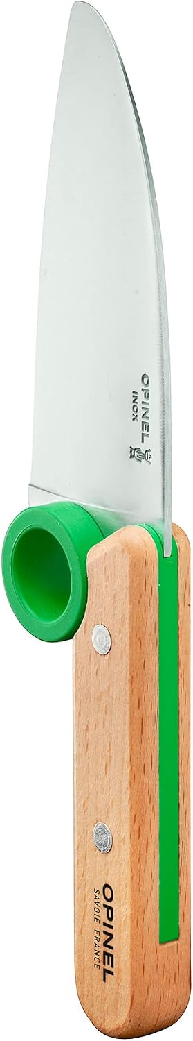 Opinel Le Petit Chef Complete 3 Piece Kitchen Set, Chef Knife with Rounded Tip, Fingers Guard, Peeler, For Children and Teaching Food Prep and Kitchen Safety, Made in France
