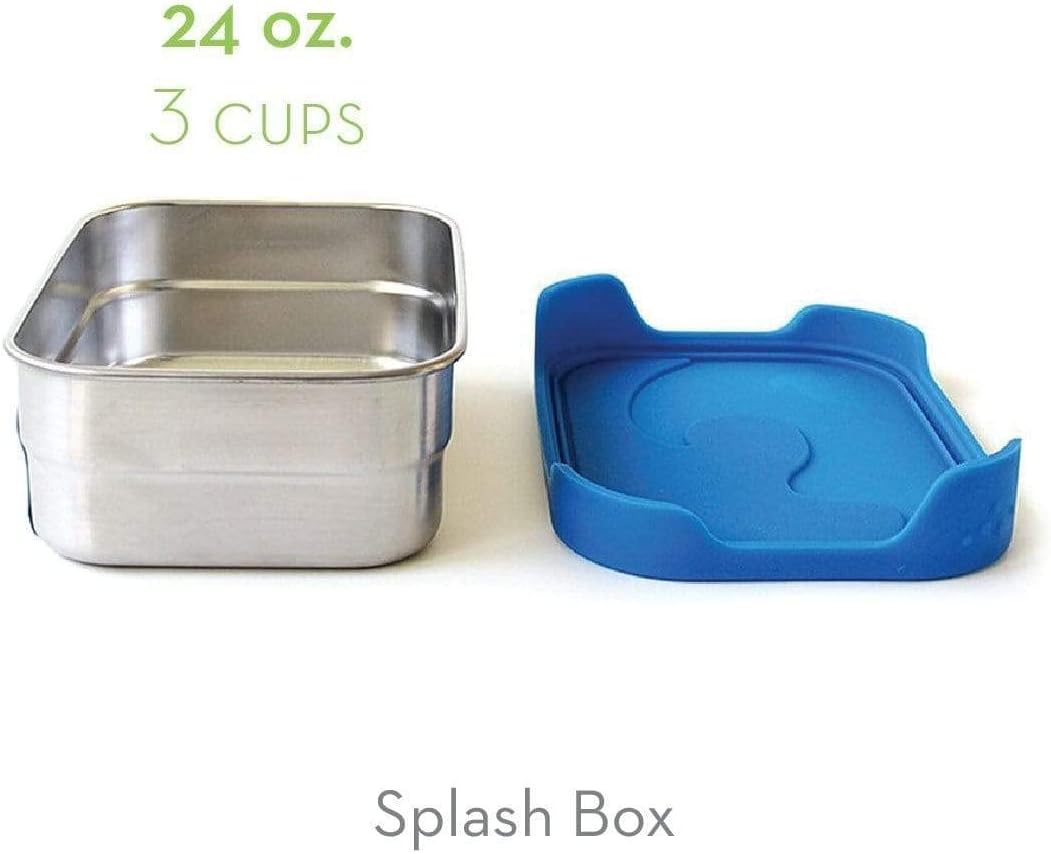 ECOlunchbox Splash Box Leakproof Stainless Bento Lunch Container With Silicone Lid | Holds 3 Cups (equivalent to 24 oz & 709 ml) | Measures 6.5 x 4.75 x 2 inches (16.5 x 12 x 5 cm) | 100% Plastic-Free