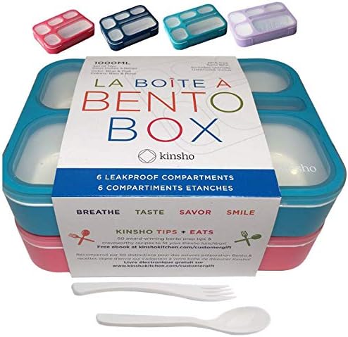 Glitter Lunch Box for Girls, Bento Boxes for School, Pre-School, Toddler Daycare, Travel. Kids Snack Containers, 6 Divided Leak Proof Compartments, BPA Free, Cute 2 Pack Set, Utensils, Pink & Purple