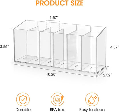 AIEVE Drink Packet Organizer, Water Drink Packet Holder with Removable Divider, Water Flavor Packet Organization Container for Kitchen Organizers and Storage (6 Compartments)