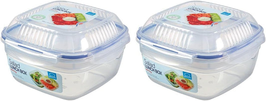 LOCK & LOCK Easy Essentials On The Go Meal Prep Lunch Box, Airtight Containers with Lid, BPA Free, Square (4 Section) -29 oz, Clear