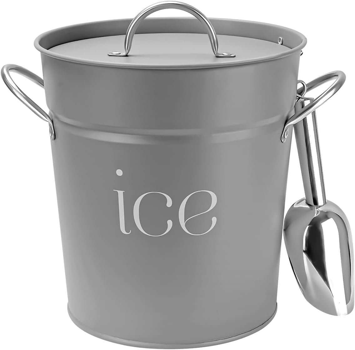 3Qt Black Galvanized Ice Bucket with Lid, Scoop & Handles - Ideal for Cocktails, Parties, BBQs, Wine & Champagne. Double-Layer Insulated Outer & Galvanized Inner Layer, Perfect for Home & Outdoor Use