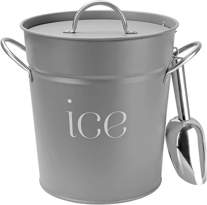 3Qt Black Galvanized Ice Bucket with Lid, Scoop & Handles - Ideal for Cocktails, Parties, BBQs, Wine & Champagne. Double-Layer Insulated Outer & Galvanized Inner Layer, Perfect for Home & Outdoor Use