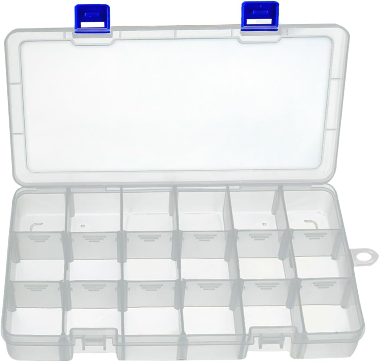 DUOFIRE Plastic Organizer Container Storage Box Adjustable Divider Removable Grid Compartment for Jewelry Beads Earring Tool Fishing Hook Small Accessories(18 grids, White X 2)