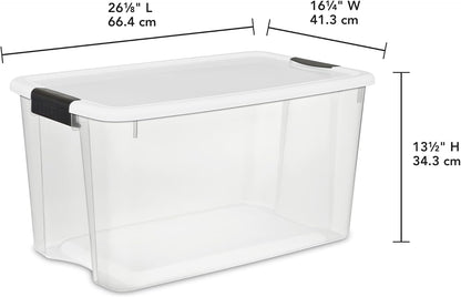 Sterilite 6-Pack Ultra Latching Box, Storage Bins with Lids, Clear Plastic, 18 Qt – Large Heavy-Duty Organizing Bin Containers for Home, Closet, Kitchen, Pantry, Bathroom, and Office